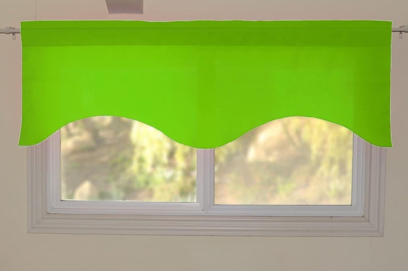 Zen Creative Designs Solid Poplin Scalloped Window Valance Home Décor Bedroom Nursery Kitchen Window (Lime Green) - Image 3